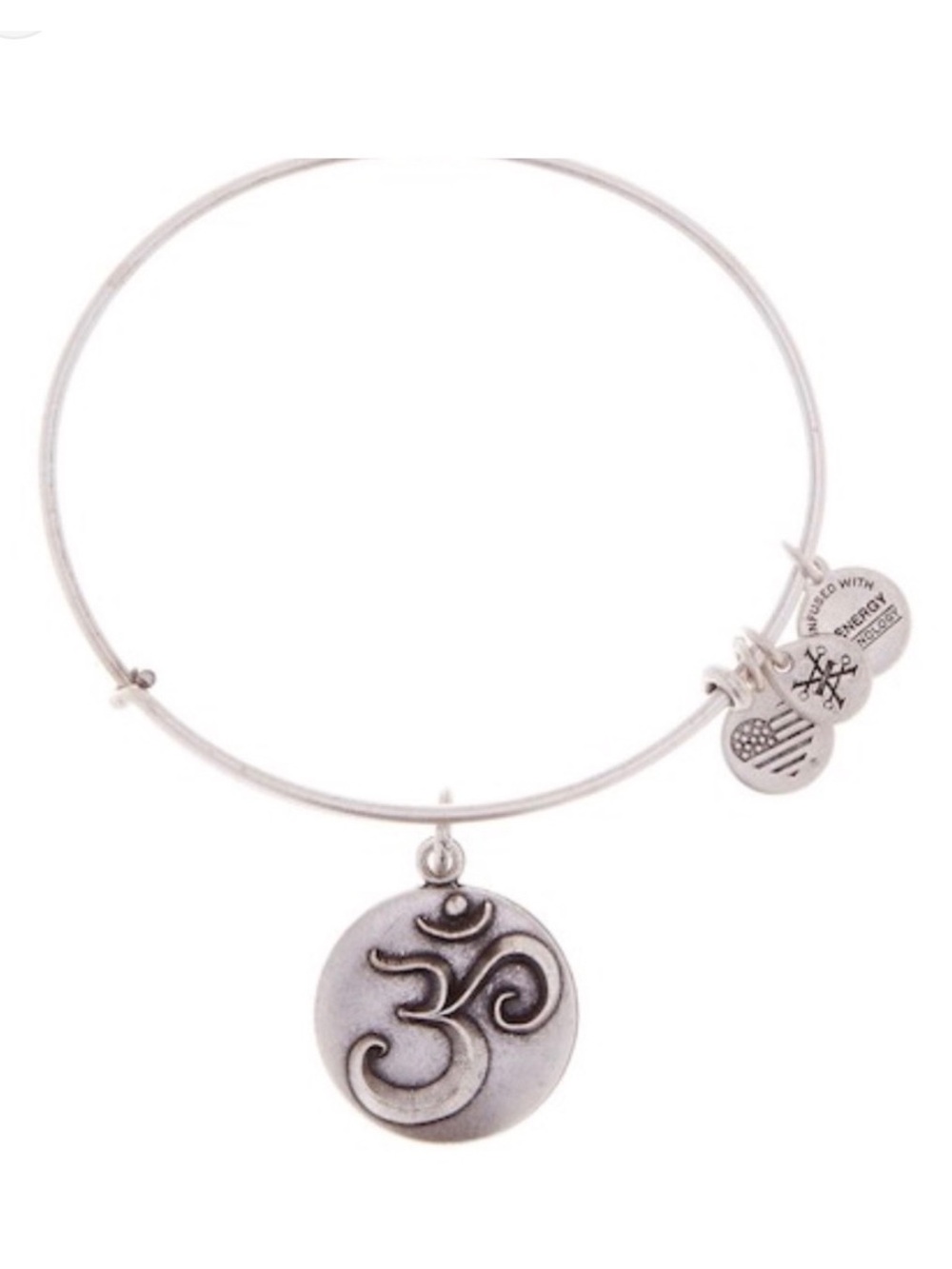 NWT! Alex and Ani Om Charm Bangle Bracelet - Silver
